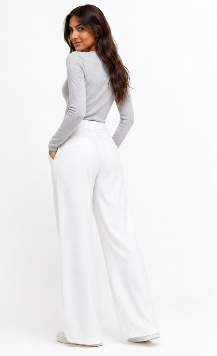 Loli - Pantalones  DayStretch, de corte recto y cintura alta, con bolsillos