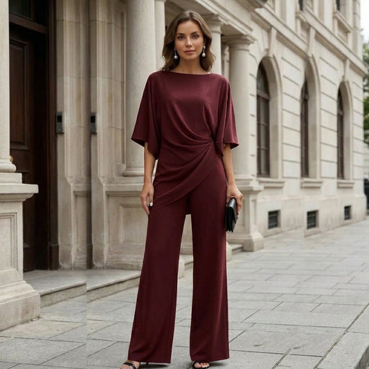 Gabriela | Conjunto de Blusa Drapeada y Pantalón Ancho