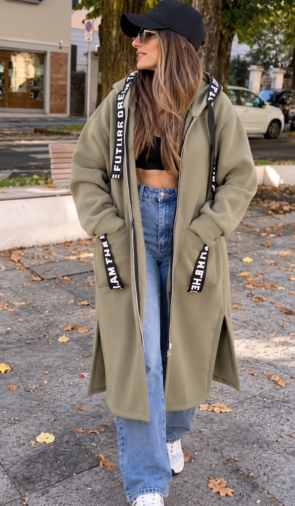 Celia - Abrigo tipo sudadera con capucha oversize para mujer
