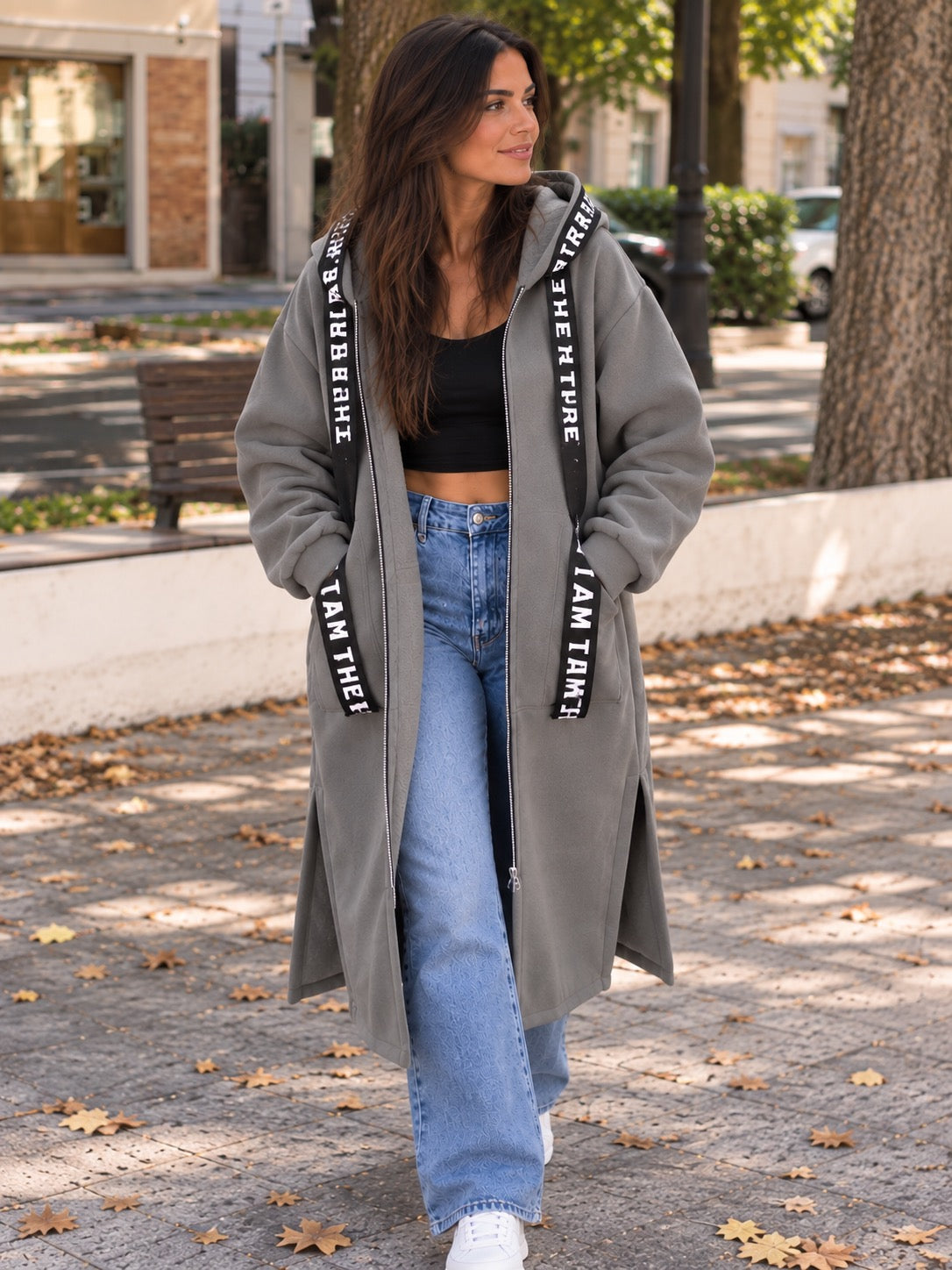 Celia - Abrigo tipo sudadera con capucha oversize para mujer