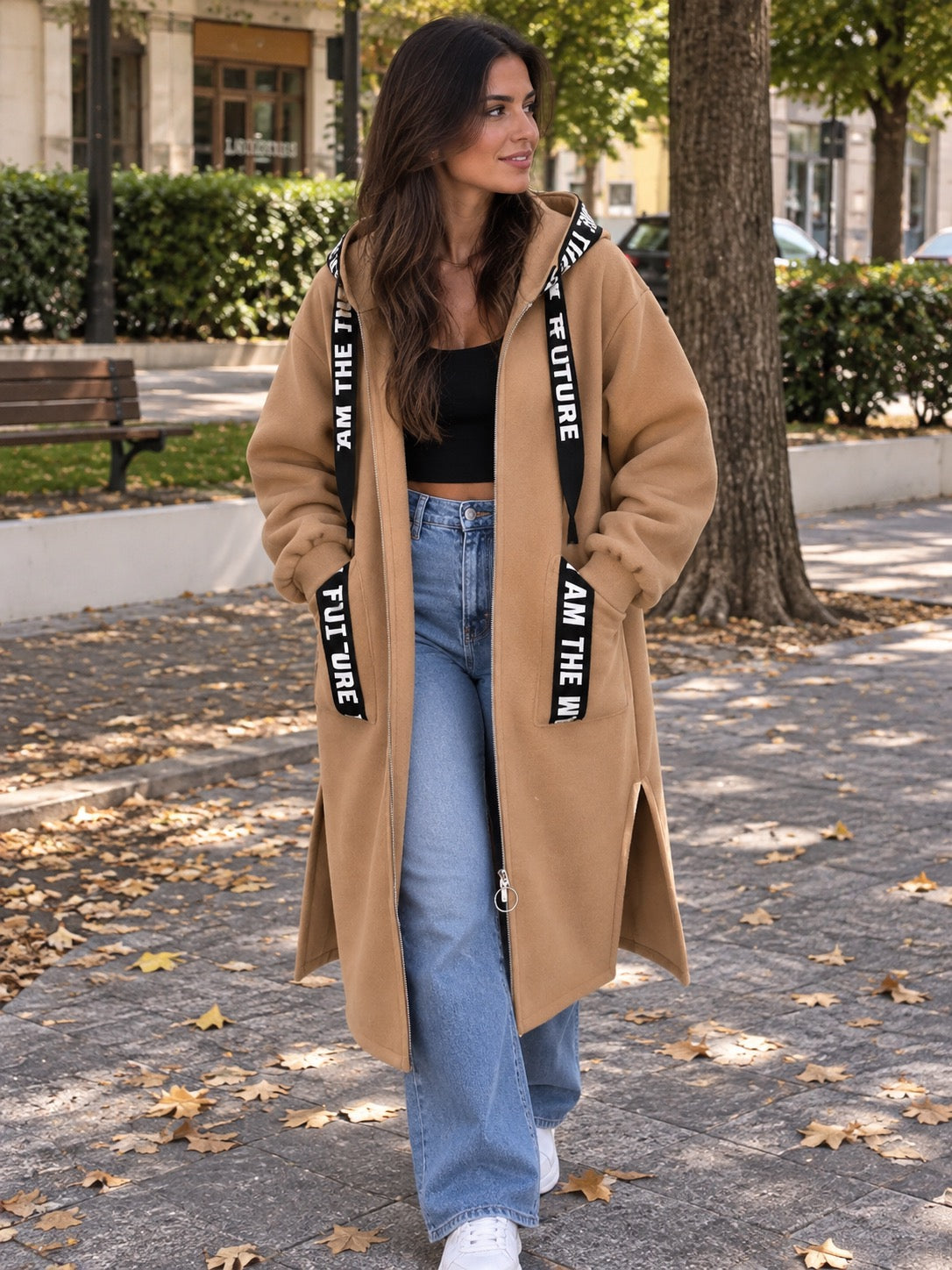 Celia - Abrigo tipo sudadera con capucha oversize para mujer