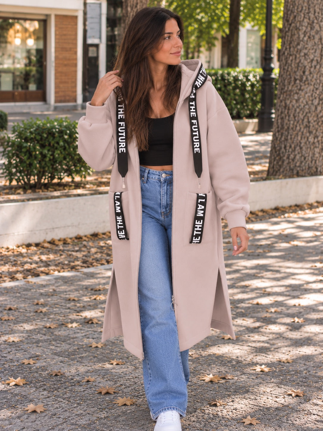 Celia - Abrigo tipo sudadera con capucha oversize para mujer