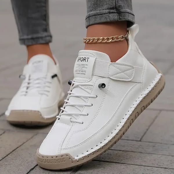 Zapatillas ortopédicas Mia blancas con doble tira y bordes acolchados