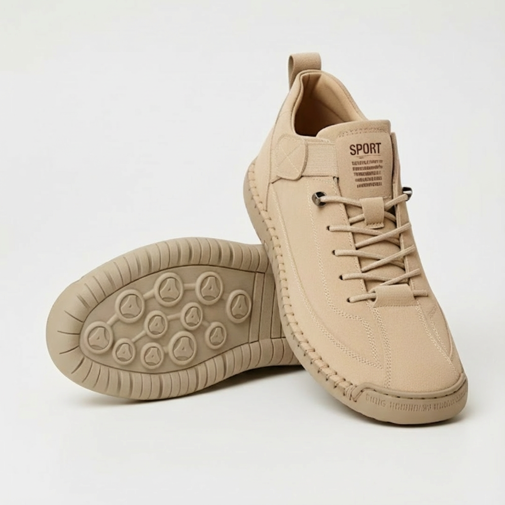 Zapatillas ortopédicas Mia beige, con cordones y suela con agarre